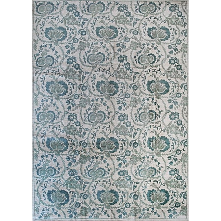 EORC Green Handmade Afghan Wool Transitional Turkish Knot Rug, 8'1 x 10'-Color:Green,Material:Wool
