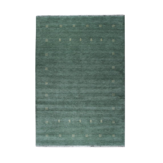 EORC Green Hand Knotted Wool Contemporary Lori Baft Rug, 10' x 14'-Color:Green,Material:Wool