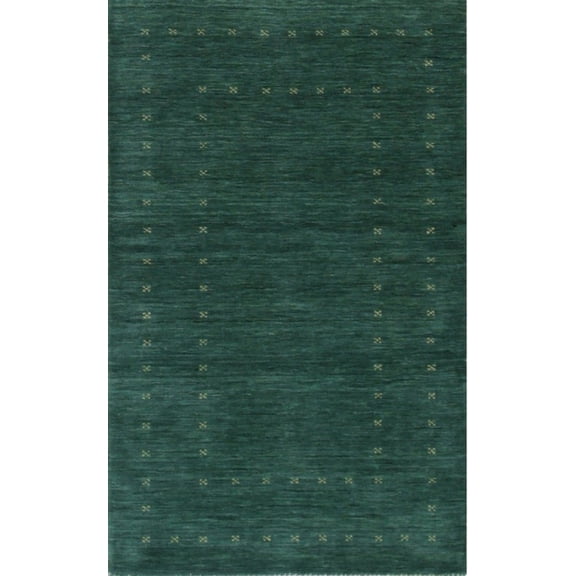 EORC Green Hand Knotted Wool Modern Modern Loom Rug, 3' x 5'