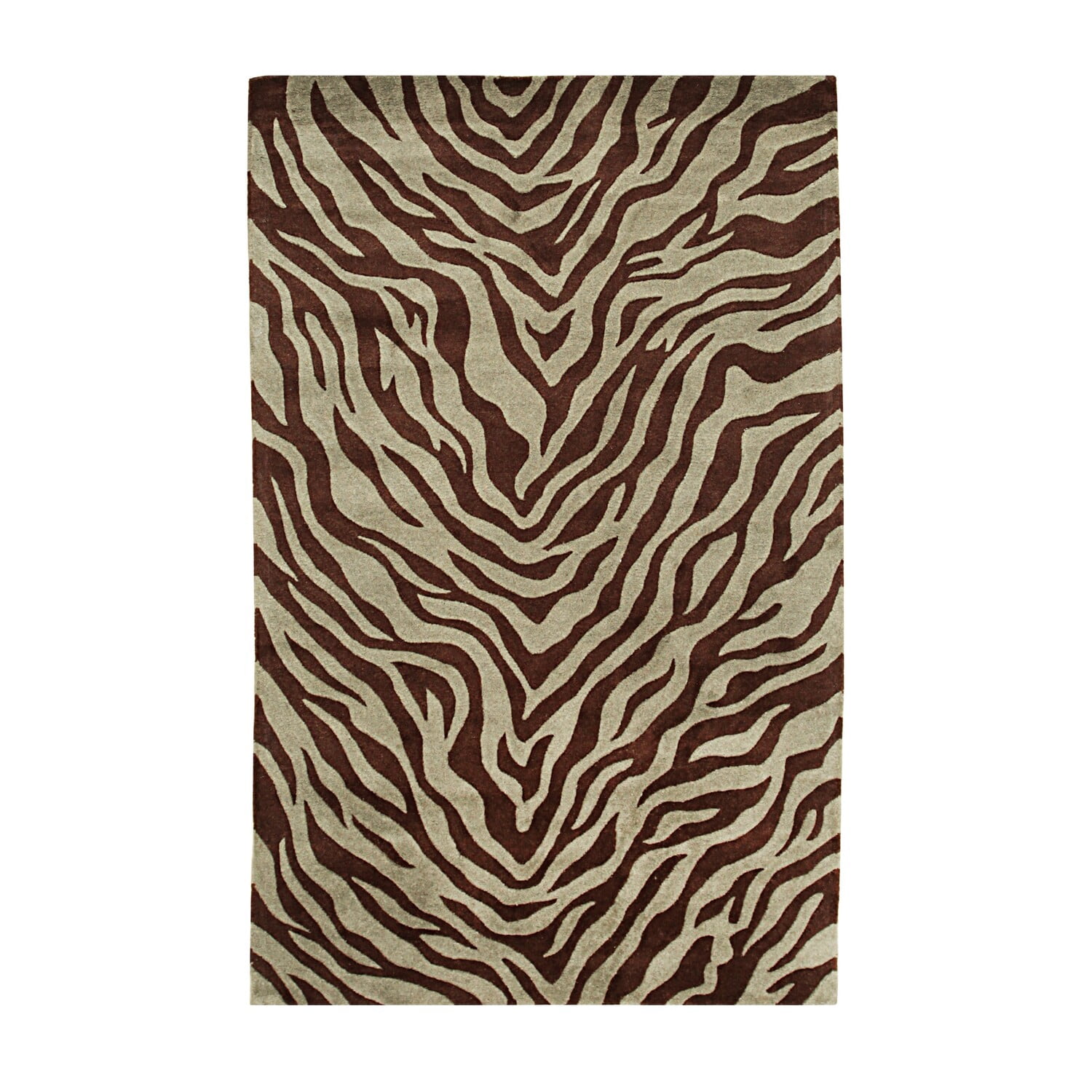 EORC Green Hand-Tufted Wool Transitional Wiled Tufted Rug, 5' x 8 ...