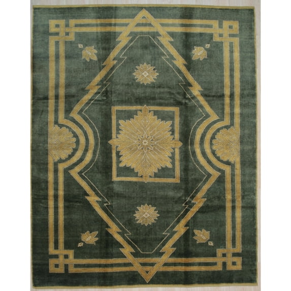 EORC Green Handmade Wool Traditional Ningxia? Rug, 8' x 10'