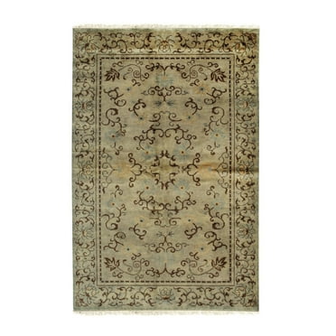 EORC Green Handmade Wool Transitional Ningxia? Rug, 5'11 x 8'11
