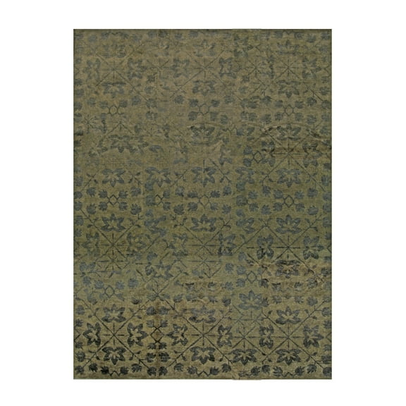 EORC Green Handmade Wool Transitional Ningxia? Rug, 8'9' x 11'9
