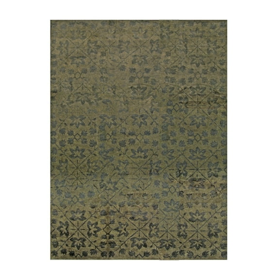 EORC Green Handmade Wool Transitional Ningxia? Rug, 8'9' x 11'9
