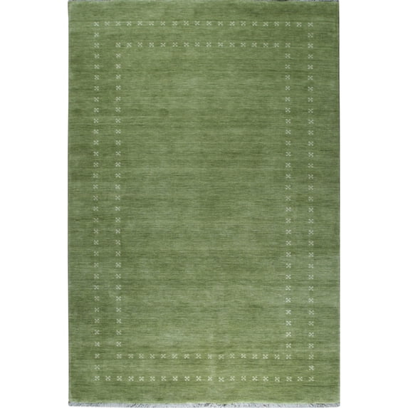 EORC Green Handmade Wool Transitional Rug, 5' x 8'