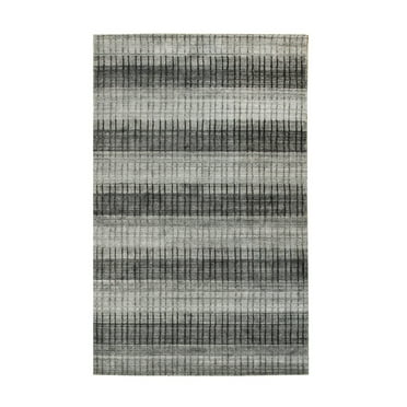 EORC Handmade Wool & Viscose Grey Contemporary Geometric Loom Check Rug