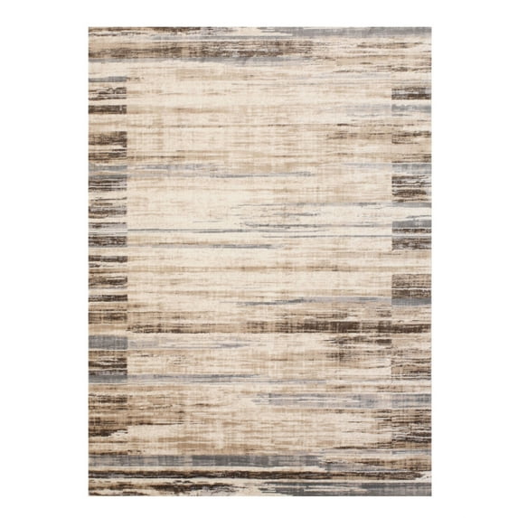 Power - Loomed Polypropylene Transitional Distressed Bohemian Rug 4'3 x 5'10 Ivory - Eorc-Color:Ivory,Material:Polypropylene