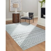 EORC Ivory Hand-Knotted Wool Classic Moroccan Design Area Rug