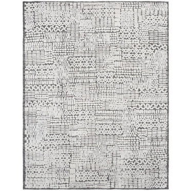 EORC Ivory Hand Knotted Wool Contemporary Transitional High-Low Rug, 8' x 10'