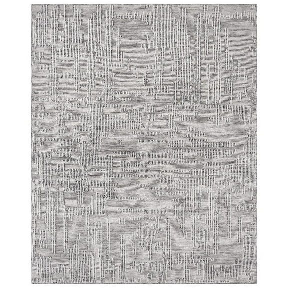 EORC Ivory Hand Knotted Wool Contemporary Transitional High-Low Rug, 9' x 12'