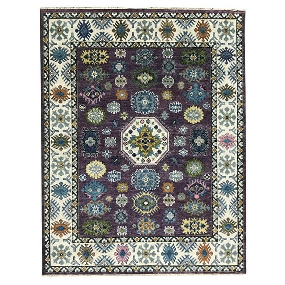 EORC Ivory Hand Knotted Wool Traditional Kazak Collection Rug, 8' x 10'