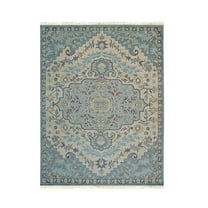 EORC Ivory Hand Knotted Wool Traditional Oriental Design Rug, 8' x 10'