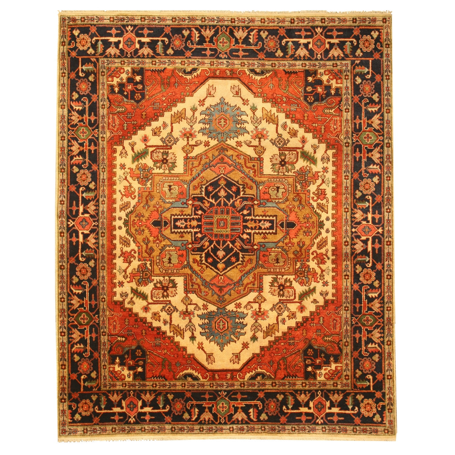 Ivory Hand-Knotted Wool Traditional Serapi Rug, 2'6 x 8'