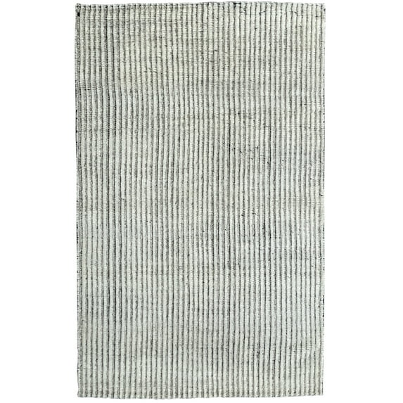 EORC Ivory Hand Knotted Wool Transitional Contemporary Rug, 5' x 8'
