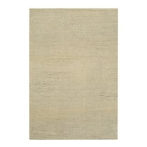 EORC Ivory Hand Knotted Wool Transitional Modern Knot Rug, 6' x 9'