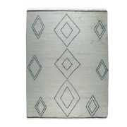 EORC Ivory Hand Knotted Wool Transitional Moroccan Rug, 9 x 12