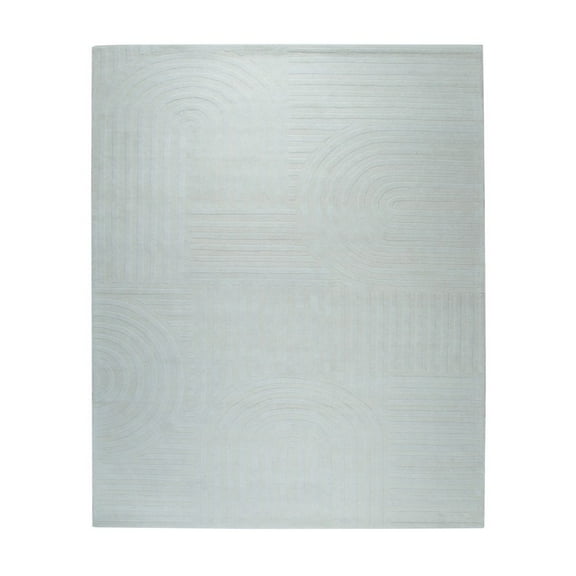 EORC Ivory Hand-Tufted Wool Contemporary Modern Rug, 6' x 9'