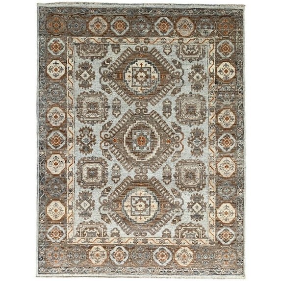 EORC Ivory / N.Beige Hand Knotted Wool Traditional Kazak Collection Rug, 9' x 12'