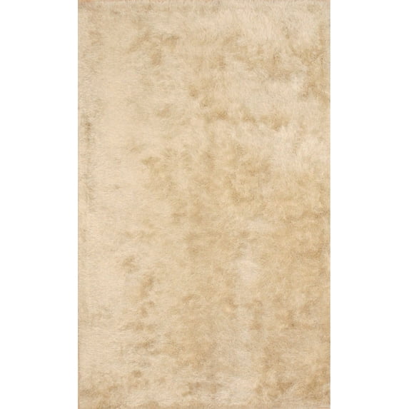 EORC Ivory Handmade Polyester Contemporary London Shag Rug, 5' x 8'-Color:Ivory,Material:Polyester