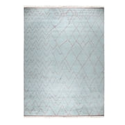 EORC Light Blue Hand-Knotted Wool Modern Moroccan Rug, 9 x 12