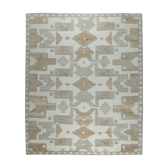 EORC MH700IV8X10 Hand-Knotted Wool Oushak Rug, 8' x 10', Ivory Area Rug