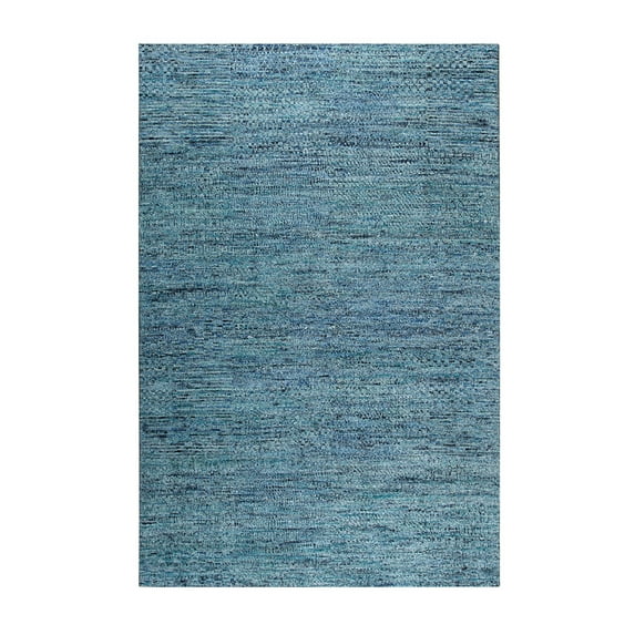 EORC MT123BL6X9 Hand-Knotted Natural Silk Natural Silk Grass Design Rug, 6' x 9', Blue Mix Area Rug