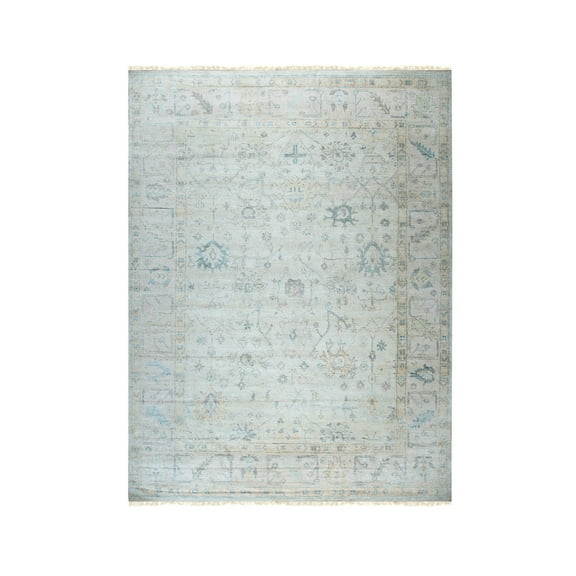 EORC MT342IV10X14 Hand-Knotted Natural Silk Natural Silk Oushak Rug, 10' x 14', Ivory/Vintage Pink Area Rug
