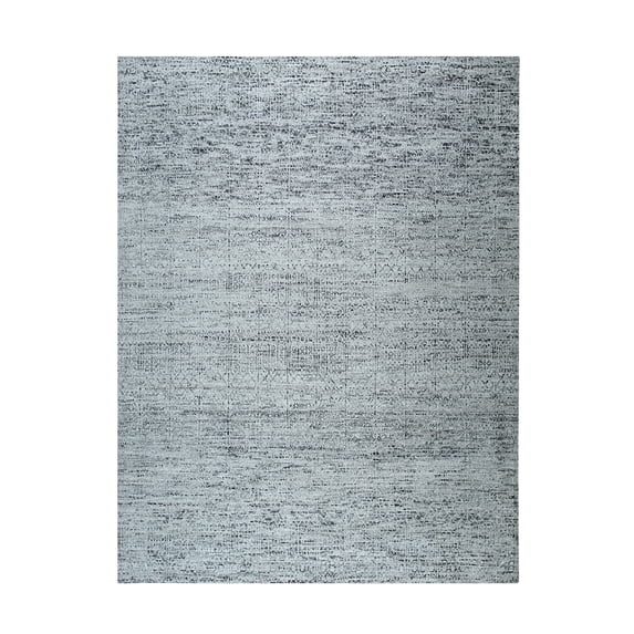 EORC MT345GY8X10 Hand-Knotted Natural Silk Natural Silk Grass Design Rug, 8' x 10', Gray Mix Area Rug