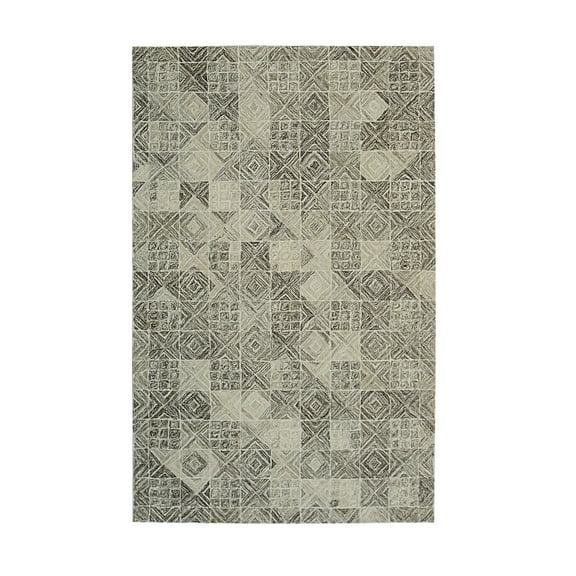 EORC Multi Gray Hand-Tufted Wool Transitional Modern Tufted Rug, 6' x 6'