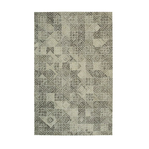 EORC Multicolored Gray Hand-Tufted Wool Transitional Modern Tufted Rug, 5' x 8'