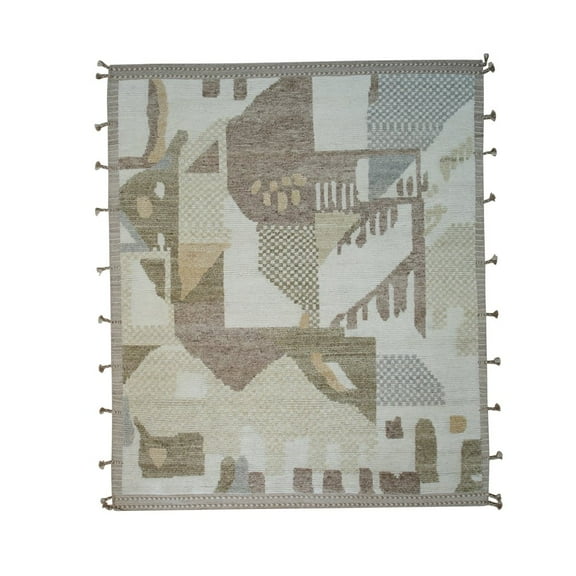 EORC Multicolored Hand-Knotted Wool Modern Hand Spun Wool Rug, 9' x 12'