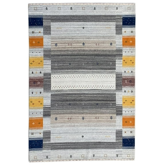 EORC Multicolored Hand Knotted Wool Transitional Gabbeh Design Rug, 8' x 10'