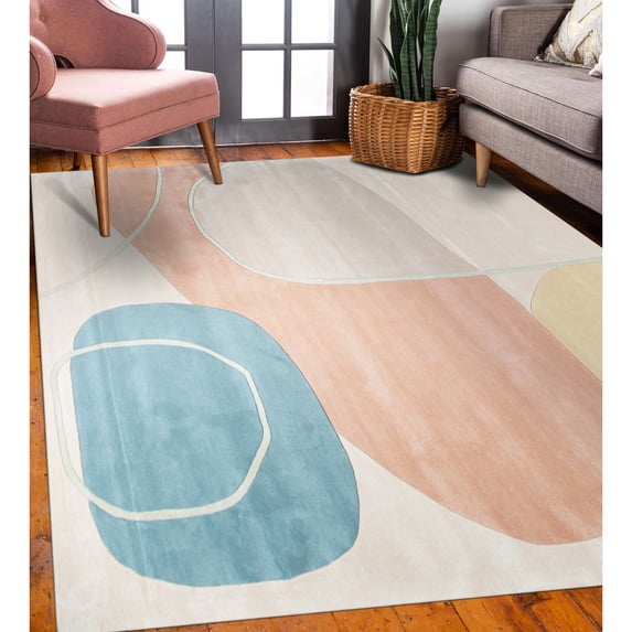 EORC Multicolored Hand-Tufted Wool Contemporary Modern Area Rug