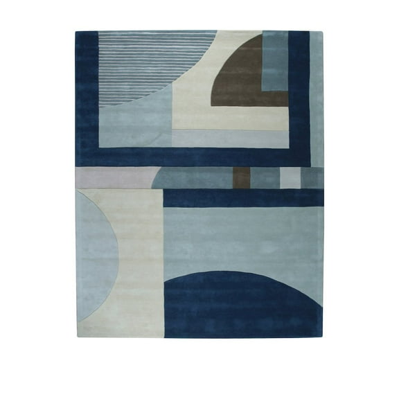 EORC Multicolored Hand-Tufted Wool Contemporary Modern Rug, 7'9 x 9'9