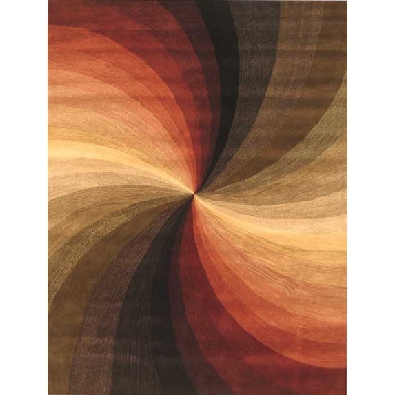 EORC Multicolored Hand-Tufted Wool Contemporary Swirl Rug, 5' x 8'
