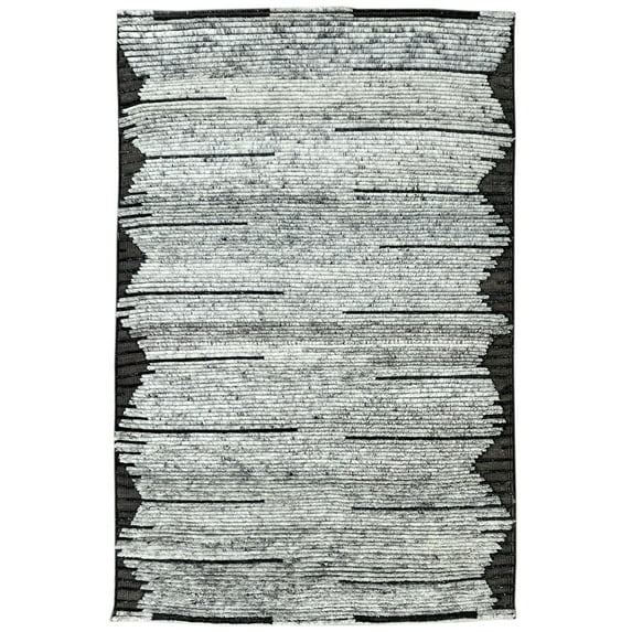 EORC N.Gray Hand Knotted Wool Transitional Contemporary Rug, 8' x 10'