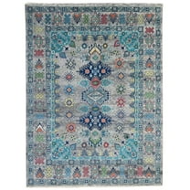 EORC Natural Gray Hand Knotted Wool Traditional Malayer Collection Rug, 8' x 10'
