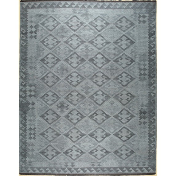 EORC UH01GY10X14 Hand-Knotted Wool Modern Flat Weave Rug, 10' x 14', Natural Grey Area Rug