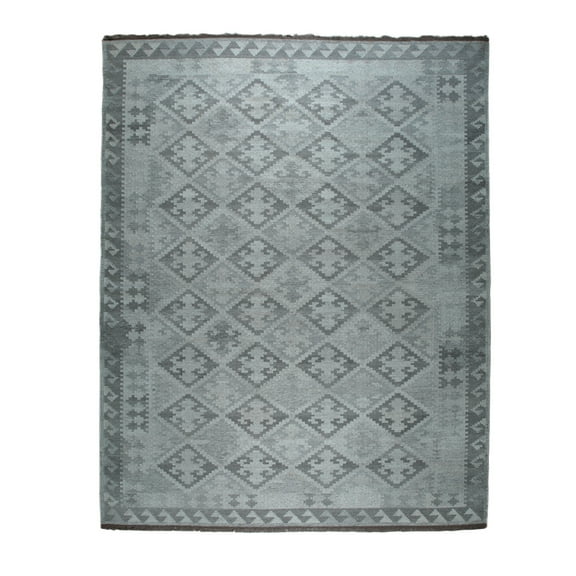 EORC UH01GY4X6 Hand-Knotted Wool Modern Flat Weave Rug, 4' x 6', Natural Grey Area Rug
