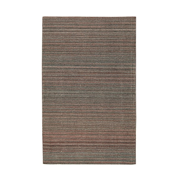 EORC Navy Handwoven Polyester Contemporary Reversible Striped Flatweave Rug, 5' x 8'