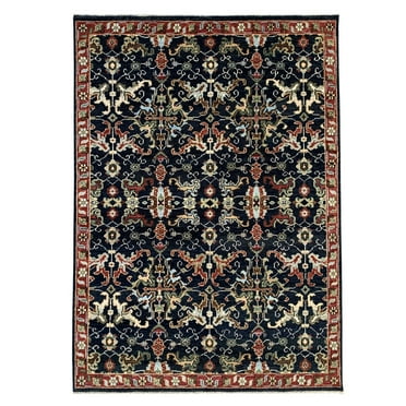 EORC Navy / Red Hand Knotted Wool Traditional Serapi Rug, 8' x 10'