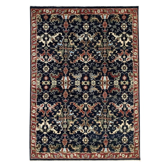 EORC Navy / Red Hand Knotted Wool Traditional Tabriz Rug, 9' x 12'