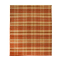 EORC Orange Hand Knotted Wool Traditional Plaid Rug, 10' x 14'