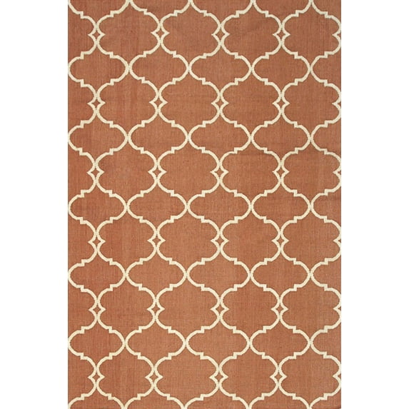 EORC Orange Handmade Polyester Transitional Reversible Moroccan Outdoor Rug, 5' x 8'-Color:Orange,Material:Polyester