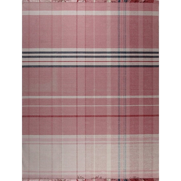 EORC RR03PK4X6 Hand-Knotted Wool Flat Weave Rug, 4' x 6', Pink Area Rug