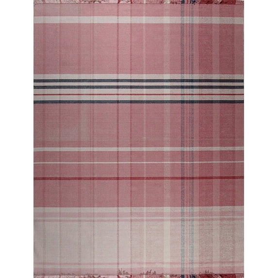 EORC RR03PK4X6 Hand-Knotted Wool Flat Weave Rug, 4' x 6', Pink Area Rug