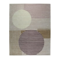 EORC Pink Hand-Tufted Wool Contemporary Modern Rug, 6' x 9'