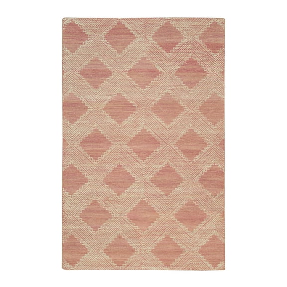 EORC Pink Hand-Tufted Wool Contemporary Spring Rug, 5' x 8'-Color:Pink,Material:Wool