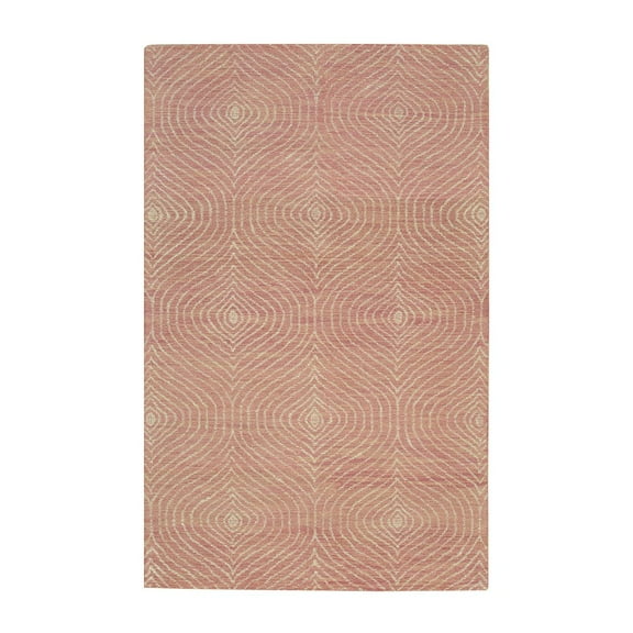 EORC Pink Hand-Tufted Wool Contemporary Spring Rug, 5' x 8'