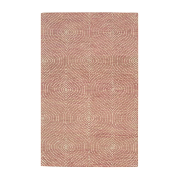 EORC Pink Hand-Tufted Wool Contemporary Spring Rug, 5' x 8'-Color:Pink,Material:Wool